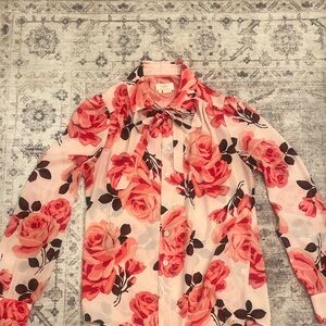 Kate Spade Pink Rose Print Blouse